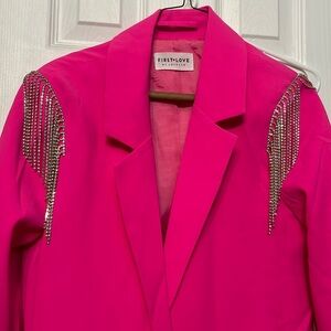 First love by Lovelyn hot pink rhinestone blazer size small